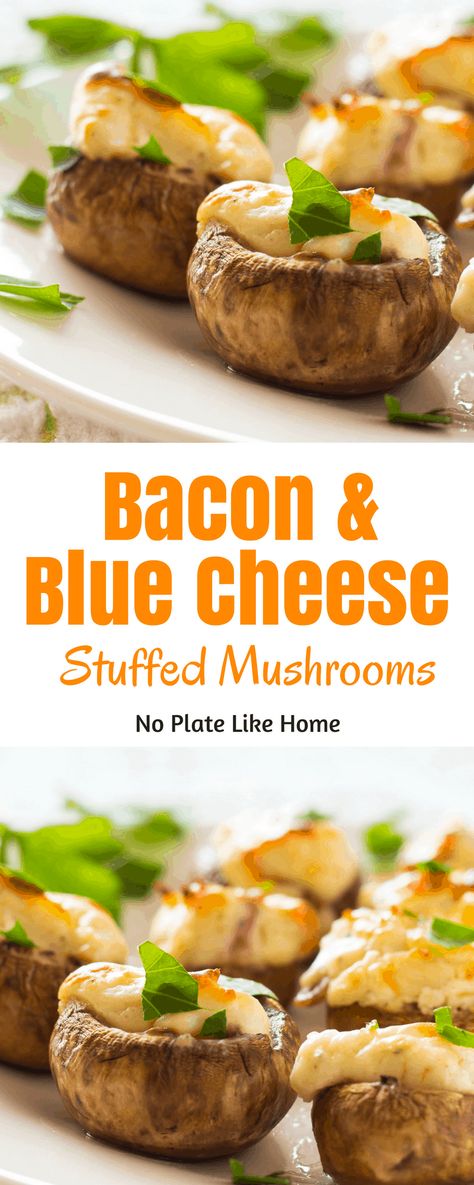 Appetizers Mushrooms, Blue Cheese Stuffed Mushrooms, Flavored Cream Cheese, Cheese Stuffed Mushrooms, Easy To Make Appetizers, Hot Appetizers, Gluten Free Appetizers, Easy Bacon, Cheese Stuffed