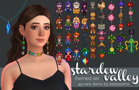 ​﻿﻿​﻿Stardew Valley Themed Jewelery Set | Bellassims on Patreon Ts4 Necklace Cc Patreon, The Sims 4 Stardew Valley Cc, Sims 4 Stardew Valley Cc, Sims 4 Stardew Valley, Sims 4 Necklace Cc, Zombie Christmas, Sims Challenge, Mermaid Pendant, Sims Four