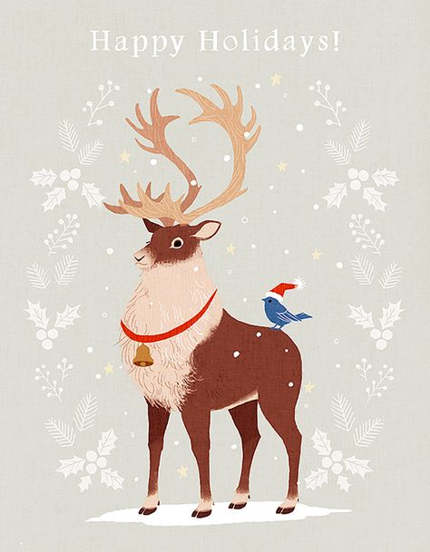 Merry Crisis, Reindeer Drawing, Happy Birthday Illustration, Xmas Greeting Cards, Lovely Images, Birthday Illustration, Winter Illustration, Greeting Card Illustration, Christmas Town