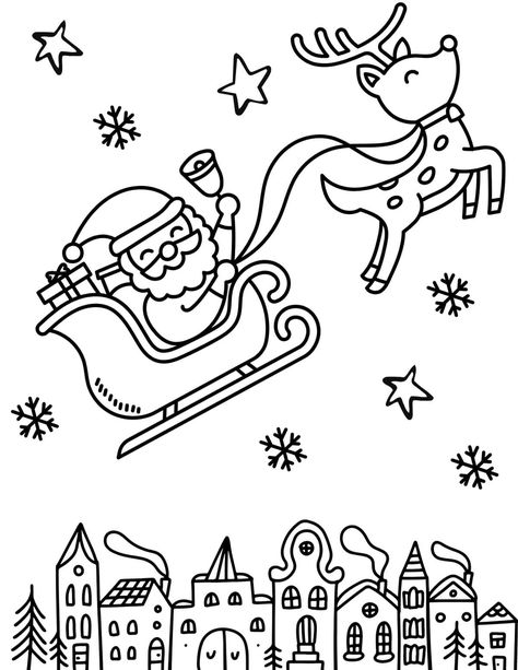 50 Free Printable Santa Coloring Pages for Kids Santa Colouring Printables, Santa Sleigh Coloring Page, Reindeer Coloring Pages Free Printable, Santa Coloring Pages Free Printable, Santa Coloring Pictures, Christmas Coloring Pages Free Printable, Simple Coloring Pages For Kids, Santa Claus Coloring Pages, Christmas Activity For Kids