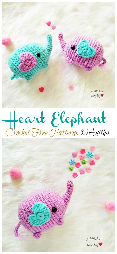 Amigurumi Tiny Elephant Crochet Free Patterns - Crochet & Knitting Crochet Elephant Pattern, Confection Au Crochet, Crochet Keychain Pattern, Crochet Animals Free Patterns, Valentines Crochet, Amigurumi Elephant, Crochet Elephant, Crochet Amigurumi Free Patterns, Crochet Amigurumi Free