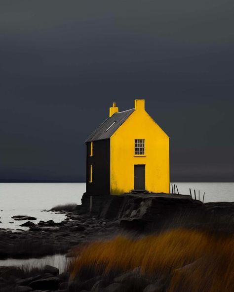 Yellow House, Yellow Houses, Home Designs, Painting Projects, Art And Architecture, Abstract Landscape, House Painting, Painting Techniques, Painting Inspiration