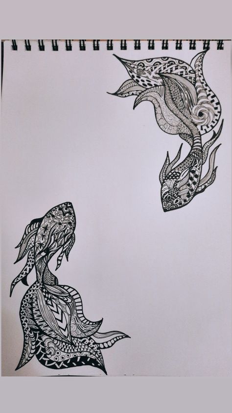 Zentangle drawing Zentangle Fish, Zentangle Drawing, Koi Fishes, Koi Carp Fish, Carp Fish, Draw Hair, Painting Ocean, Koi Carp, Zentangle Drawings