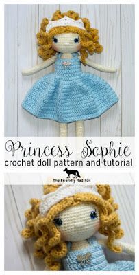 Free Crochet Doll Pattern- The Friendly Sophie - The Friendly Red Fox Crochet Princess Free Pattern, Crochet Doll Crown Free Pattern, Crochet Princess Doll, Crochet Dolls Patterns, Princess Design, Crochet Princess, Crochet Dolls Free Patterns, Haken Baby, Crochet Doll Clothes