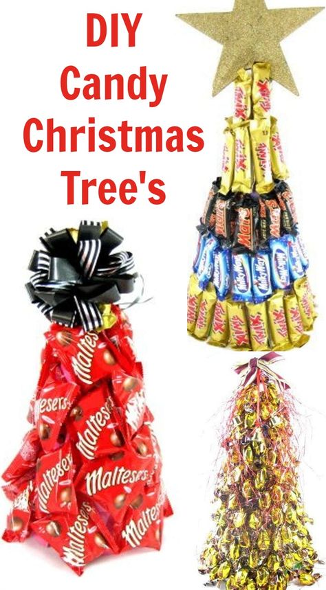 Christmas Candy Trees for Edible Chocolate gift for Christmas gift idea. Candy Gifts Diy, Candy Trees, Diy Christmas Candy, Christmas Candy Gifts, Candy Christmas Tree, Candy Tree, Gift For Mom Christmas, Diy Tree, Candy Crafts