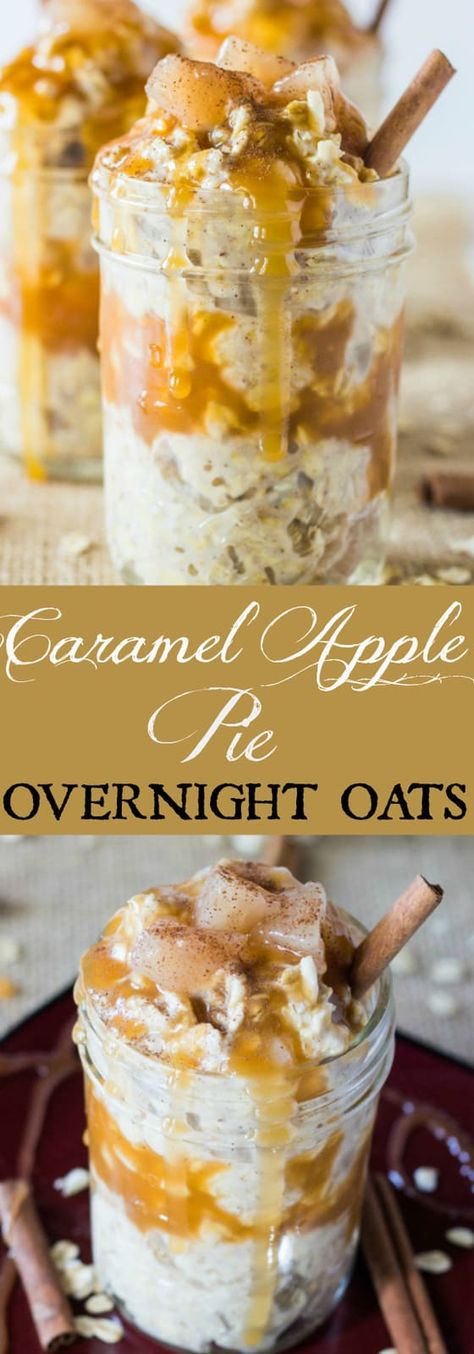 Caramel Apple Pie Overnight Oats Apple Pie Overnight Oats, Creamy Oats, Office Food, Overnight Oatmeal Recipes, Oat Recipes Healthy, Overnight Oats Recipe Healthy, Overnight Oat, Overnight Oats Healthy, Caramel Apple Pie