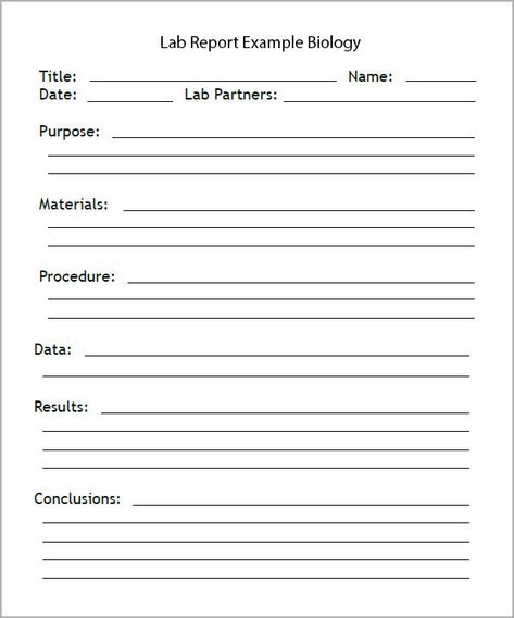 Lab-Report-Example-Biology Lab Report Examples, Middle School Science Lab, Energy Experiments, Lab Report Template, Biology Lab, Progress Report Template, School Checklist, Report Card Template, Biology Labs