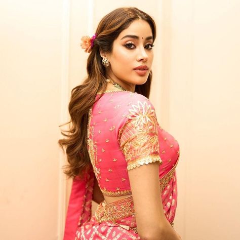 Pattu pavadai or half sari is conventionally worn by young girls for their coming-of-age ceremonies, and other special occasions in Southern India Jahnavi Kapoor, Jahnvi Kapoor, Stone Choker Necklace, Pattu Pavadai, Janhvi Kapoor, Samantha Photos, Metallic Mini Dresses, Sydney Sweeney, Stone Choker