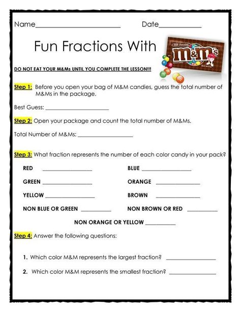 Fun Learning Activities For 3rd Graders, Fractions Activities 3rd Grade, Activities For 4th Graders, Fractions Lesson, Fraction Worksheet, Fractions Activity, Fraction Practice, Classe D'art, Teaching Fractions