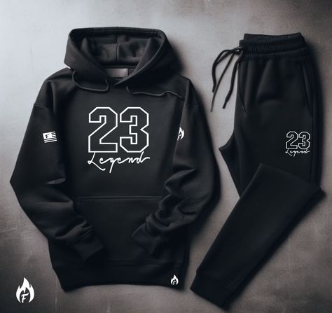 Yo, you looking for the freshest, most comfortable gear that perfectly matches your kicks? Check out our "23 Legend" Black and White Sneaker Sweatsuit To Match Air Jordan Retro 1 High OG black and white colorway! .Our comfortable men's sneaker matching sweatsuit is made from high-quality materials, so you can rock it all day. So don't wait. Cop now and step up your game with our FIRE! "23 Legend" Men's Black Sweatsuit To Match Air Jordan Retro 1 Check out our SneakerThreads Blog for all things s Dickies Two Piece Set, Black Men Outfits Swag, Sweatsuits Men, Men Outfits Swag, Air Jordan Retro 1 High, Black Sweatsuit, Sweat Suits Outfits, Matching Sweatsuit, Air Jordan Retro 1