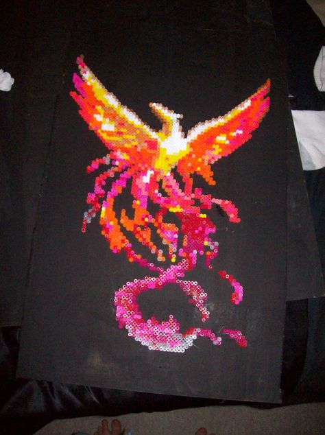 Pheonix perler by echaltraw.deviantart.com on @deviantART Soul Hackers, Melted Bead Crafts, Final Fantasy Vi, Perler Art, Perler Bead Templates, Bead Sprite, Melty Beads, Hama Beads Patterns, Diy Perler Beads