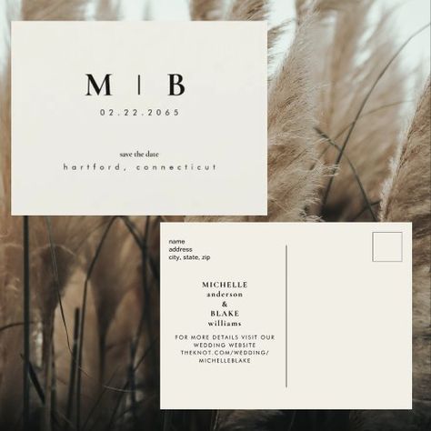 $1.95 | Simple & Sleek Monogram Beige Save the Date Weddin #wedding, invitation, monogram, simple, bride, sleek, contemporary, modern, sleek save the date, beige First And Last Names, Last Names, Simple Invitation, Save The Date Postcards, Save The Date Invitations, Wedding Website, Wedding Saving, Save The Date, Our Wedding