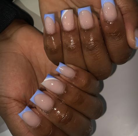 Blue French Tip Designs, French Tip Designs, Blue French Tip, Women Nail Art, Tree Nail Art, Long Coffin Nails, Sweet Nails, Punk Nails, Tree Nails