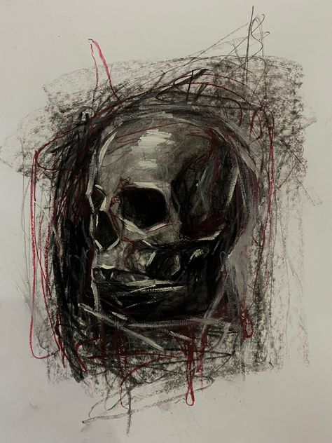 Charcoal Skull, Art Charcoals, Drawing Charcoal, Art Charcoal, Stick Figure Drawing, Skull Drawing, The Skull, Pencil Portrait, Charcoal Drawing