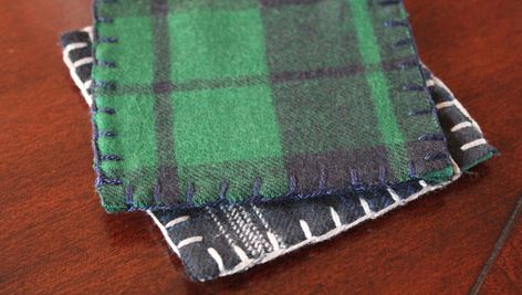 Cozy flannel coasters are easy to DIY Tartan Crafts, Headboard Diy, Bar Diy, Candles Diy, Felt Coasters, How To Make Coasters, Santa's Workshop, Fabric Coasters, Beginner Sewing Projects Easy