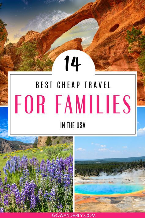 Explore 14 budget-friendly travel destinations in the US, perfect for family vacations. Plan your next affordable trip with these top spots. Summer Travel With Kids, Non Beach Family Vacations, Best Midwest Family Vacations, Family Vacations On A Budget, Usa Family Vacation Ideas, Kid Friendly Vacations In The Us, Best Places To Travel With Kids, Best Vacations With Toddlers, Family Vacation Destinations Usa