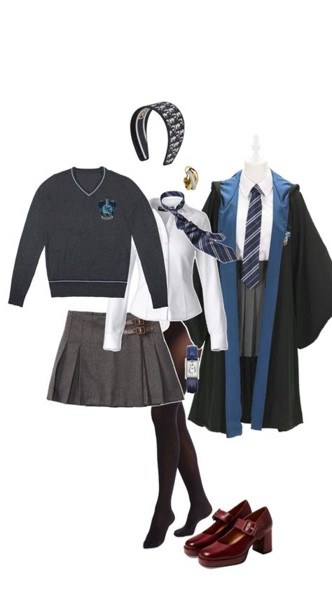 venus malfoy hogwarts aesthetic outfit uniform school ravenclaw Ravenclaw Outfit Aesthetic, Hogwarts Halloween Costume, Ravenclaw Dress, Harry Potter Ravenclaw Outfits, Hogwarts School Uniform, Ravenclaw Uniform, Bookworm Clothes, Harry Potter Uniform, Ravenclaw Outfit