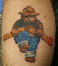 Smokey Tattoo, The Bear Tattoo, Canadian Flag Tattoo, Outdoor Tattoos, Bear Tattoo Ideas, Cat Face Tattoos, Outdoor Tattoo, Lake Tattoo, Truck Tattoo