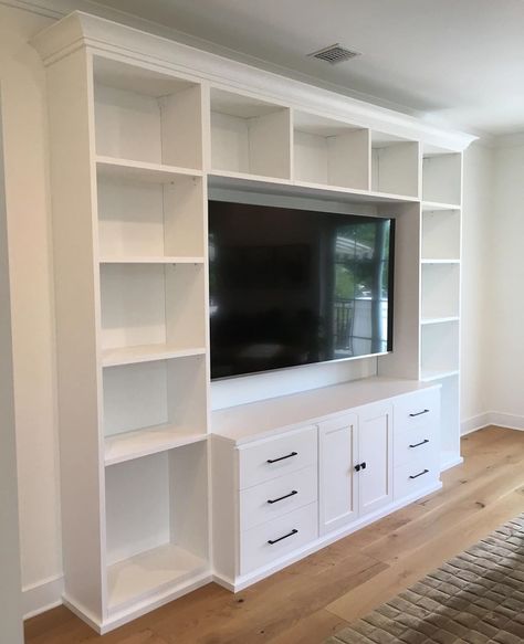 Custom Entertainment Units | Portland Closet Company Ikea Tv Wall Unit, Ikea Algot, Besta Ikea, Ikea Built In, Closet Storage Systems, Ikea Tv, Ikea Expedit, Ikea Wardrobe, Crown Moldings