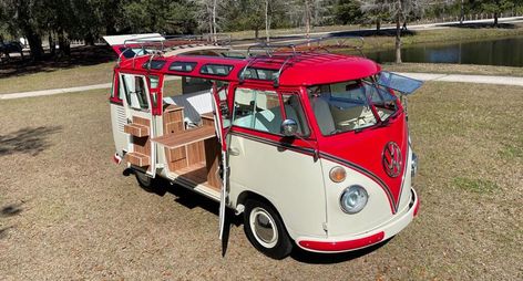 1975 Volkswagen Bus 23 Window SAMBA Camper. This gorgeous VW Samba passed through a rotisserie restoration and converted to 23 Window in a renowned restoration shop in Brazil. A two-tone new... Camper Drawing, Vw Samba Bus, Classic Volkswagen, Bus Camper, Volkswagen Bus, Engine Rebuild, Vw Camper, Reupholster, Best Memories