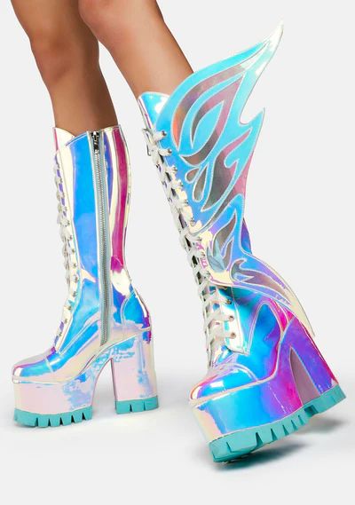 Search Results – Dolls Kill Decorative Shoes, Denim Bodysuit, Knee High Platform Boots, Holographic Bag, Wing Boots, Dr Shoes, Character Traits, Chunky High Heels, Makeup Pictures