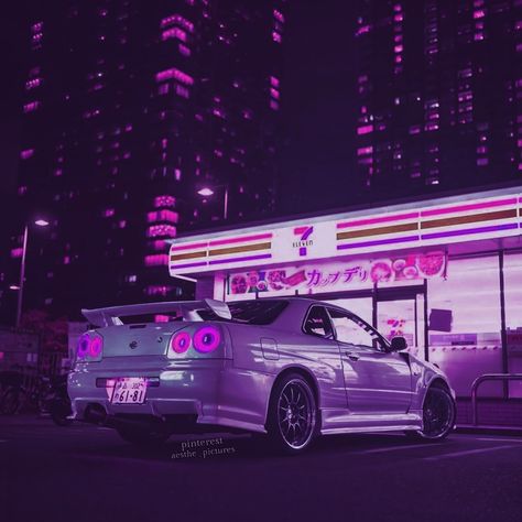 Car, aesthetic, jdm, japan, 7 11, nissan, gtr, r34, purple Aesthetic Jdm, Jdm Japan, Neon Car, Nissan Gtr R34, Tokyo Drift Cars, R34 Skyline, Skyline Gtr R34, R34 Gtr, Sports Car Wallpaper