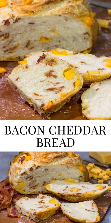 Bacon Cheddar Bread | No-knead bread packed with bacon + cheese! Bacon Cheese Bread Recipe, Bacon Cheddar Bread, Recipes Main Dishes, Cheddar Bread, Frugal Cooking, Cheese Bread Recipe, Dutch Oven Bread, Bread At Home, Bacon In The Oven