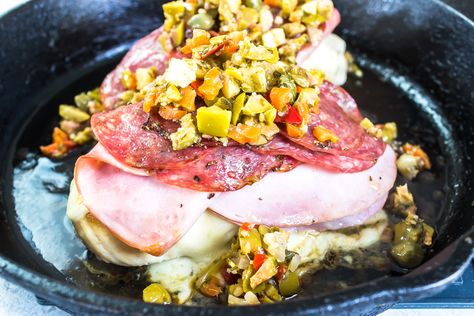 Keto Muffuletta Chicken Muffuletta Chicken, Big Easy Recipes, Cast Iron Keto, Muffuletta Sandwich, Easy Bruschetta, Delicious Low Carb Recipes, Keto Diet App, Recipe Generator, Healthy Meals For Two