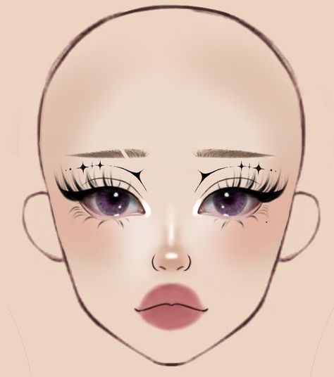 Drawn Makeup Looks, Face Charts Makeup, Makeup Looks Drawing, Makeup Ideas Drawing, Makeup Tutorials Step By Step, Grunge Makeup Tutorial, Futuristic Makeup, Halloween Gesicht, Makeup Charts