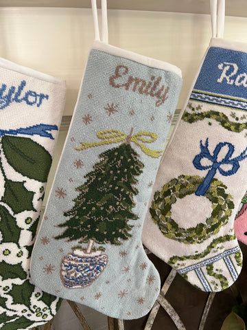 Beaded Stockings Christmas, Stocking Aesthetic Christmas, Hanging Stockings Ideas, Needle Point Stockings Christmas, Needlepoint Christmas Stockings Ideas, Needlepoint Stocking Patterns, Needle Point Ideas, Needle Point Stocking, Punch Needle Stocking