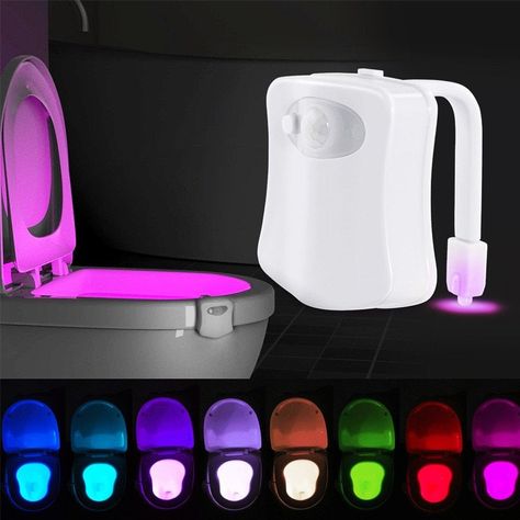 LED 8-color Toilet Human Sensor Nightlight - Toilet Bowl Light, Sleeping Partner, Bowl Light, Sensor Night Lights, Custom Bling, Toilet Bowl, Bathroom Toilets, Night Lamps, Led Night Light