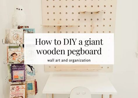 In DIY How to DIY a giant wooden pegboard Creating this giant wooden pegboard was so much fun (even though it’s pretty chilly outside!). This DIY is completely customizable, you pick the overall size, the size of pegs, the size and number of shelves, paint/stain, etc. Once you decide on how you want the final product to look, then you can get busy and it’s so easy with a few helpful tools. I’m going to show and tell you how to DIY a giant wooden pegboard, for… Board And Batten Accent Wall, Batten Accent Wall, Desk Makeover Diy, Wooden Pegboard, Mother Daughter Projects, Three Season Room, Diy Accent Wall, Diy Entryway, Paint Line