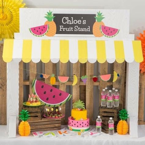 Tutti Fruity Party, Watermelon And Pineapple, Fruit Party Decorations, Tutti Frutti Birthday Party, Tutti Frutti Party, Fruit Birthday Party, 2nd Birthday Party For Girl, Fruit Birthday, Girls Birthday Party Themes