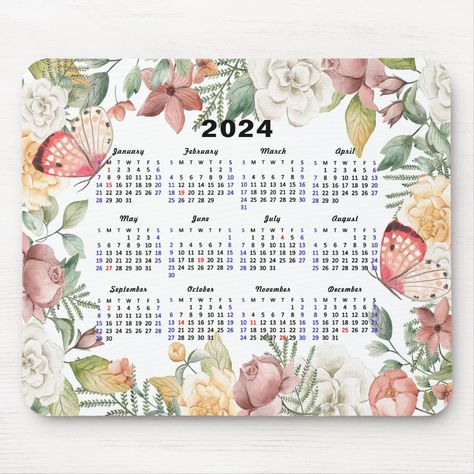 Flower Calendar, Sticker Organization, Business Holiday Cards, Floral Greenery, Calendar Ideas, 2023 Calendar, Planner Organiser, 2024 Calendar, Wedding Organization