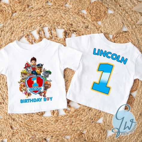 Birthday Paw Patrol, Birthday Family Shirts, Paw Patrol Birthday Shirt, Paw Patrol Shirt, Lincoln Birthday, Custom Birthday Shirts, Family Birthday Shirts, 1st Birthday Themes, 1st Birthday Shirts