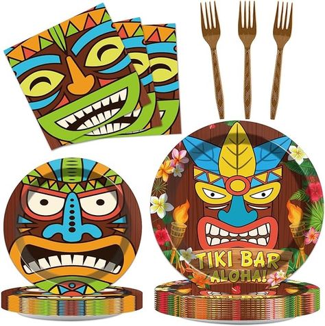 Amazon.com: 96 PCS Tiki Party Supplies Hawaiian Aloha Party Tableware Set Tropical Themed Party Dinnerware Decorations Tiki Paper Plates Luau Party Napkins Forks for Birthday Baby Shower Pool Picnic Party Favors : Home & Kitchen One Groovy Birthday, Groovy One Party, Picnic Party Favors, Tiki Party Decorations, Tropical Themed Party, Pool Picnic, Groovy Birthday Party, Groovy One, Disco Party Decorations