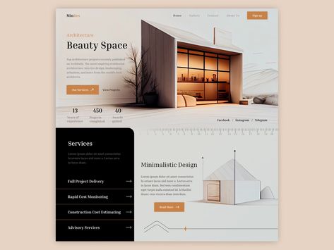 Architecture landing page by Anar on Dribbble Architectural Website Design, Construction Website Design Inspiration, Architecture Landing Page, Architecture Website Design, Realtor Website, Architecture Websites, Architecture Website, Design Sites, Real Estate Website Design