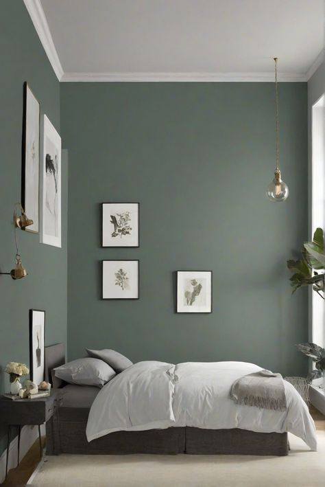 home decor interior, designer wall paint, interior bedroom design, kitchen designs Sw Dovetail Bedroom, Pewter Green Paint Color, Sw Pewter Green Bedroom, Pewter Green Bedroom, Green Color Palette Bedroom, Sw Pewter Green, Pewter Green Sw, Green Paint Colors Bedroom, Traditional Bedroom Design