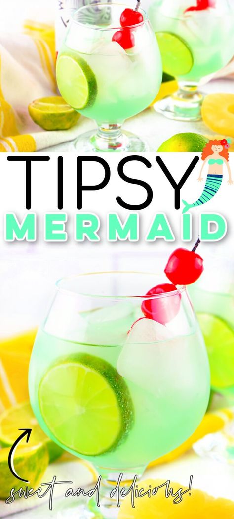 EASY TIPSY MERMAID DRINK Tipsy Mermaid, Mermaid Martini, Mermaid Cocktail, Mermaid Drink, Poolside Snacks, Pool Party Food, Booze Drink, Drink Names, Beachy Summer