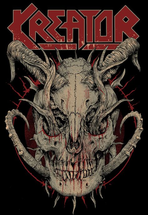 Slayer Poster, Hery Potter, Arte Heavy Metal, Metal Posters Art, Slayer Band, Skull With Horns, Rock Poster Art, Rock Band Posters, Heavy Metal Art