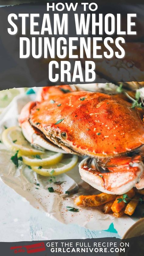 🦀 Steamed Whole Dungeness Crab: Seafood Perfection Made Easy! 🍽️ Whole Crab Recipes Easy, Whole Crab Recipes, Deviled Crab Recipe, Cooking Dungeness Crab, Crab Recipes Easy, Dungeness Crab Recipes, Steak Toppings, Steamed Crab, Meat Ideas