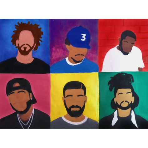 Jcole Chancetherapper Kendrick 6lack drake the weekend.    #art #drawing #sketch #pencil #colours #rap #rappers #painting #paint #canvas #drawings #portrait #face #girl #drake #jcole #kendricklamar #6lack #chancetherapper #theweeknd Jcole Rapper Painting, Rappers Painting Ideas, Rap Paintings Canvases, Drake Pop Art, The Weekend Painting Ideas, J Cole Painting Easy, Drake Canvas Paintings, Youngboy Painting, Rapper Paintings Easy