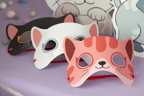 Paper Mask Diy, Cat Mask Diy, Paper Face Mask, Mask Cat, Cat Paper, Cat Printable, Sibling Photography, Mask Cute, Masks Crafts