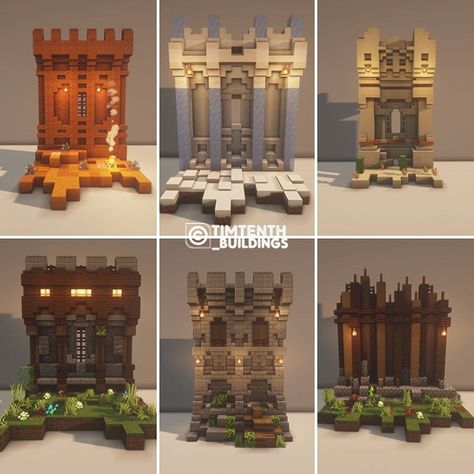 Minecraft Wall Ideas, Minecraft Castle Walls, Minecraft Wall Designs, Minecraft Wall, Minecraft Structures, Bangunan Minecraft, Easy Minecraft Houses, Minecraft Castle, Minecraft Medieval