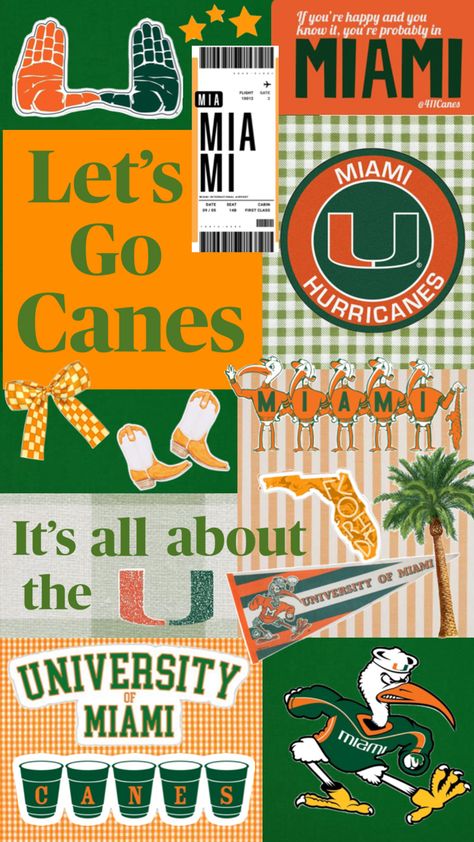 Preppy, collage, U of Miami U Of Miami, Miami College, Preppy Collage, Miami Wallpaper, College Vision Board, Miami Girls, College Bedding, Dream College, College Board