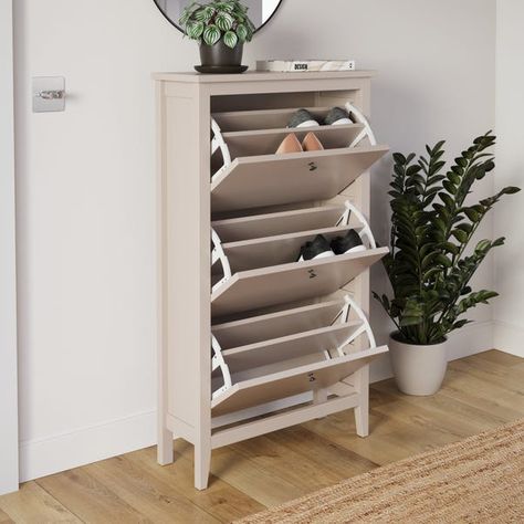 Shoe Rack Compact, Entry With Shoe Storage, Hall Shoe Storage Ideas, Entry Cupboard, Narrow Hallway Storage, Compact Shoe Rack, Hallway Storage Ideas, Closed Shoe Rack, Front Door Shoe Storage