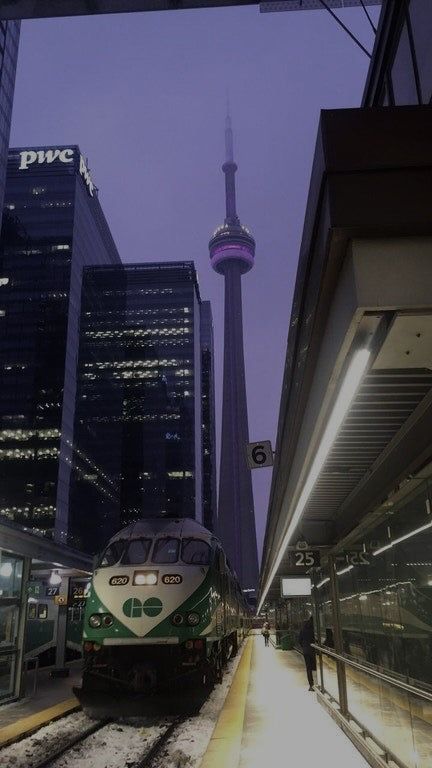 Canada Lockscreen, Canada Vibes, Toronto Aesthetic, Go Transit, Toronto Images, Rainy Wallpaper, Toronto City, Toronto Travel, Moving To Canada