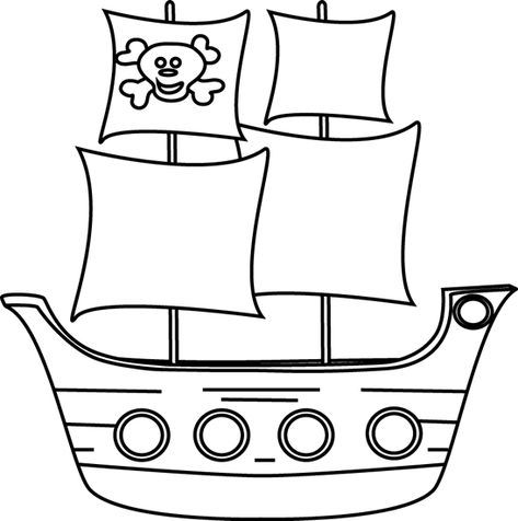 lack and White Pirate Ship How To Draw A Pirate Ship, Pirate Boat Drawing, Pirate Art Projects For Kids, Pirate Ship Template, Pirate Crafts Preschool, Ship Clip Art, Quilting Shapes, Pirate Template, Pirate Drawing