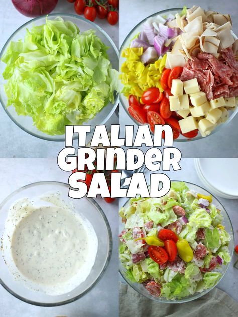 Italian Grinder Salad | Viral TikTok Recipe Tik Tok Salad, Viral Grinder Salad, Italian Grinder Salad, Italian Sub Sandwich, Italian Grinder, Grinder Salad, Salad Recipes Gluten Free, Sub Sandwich, Gluten Free Italian