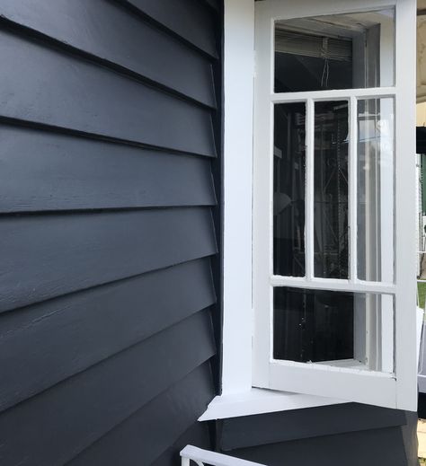 Dulux Oolong + Vivid White Dulux Oolong Exterior, Endless Dusk Dulux Exterior, Dulux Oolong, White Weatherboard House, Charcoal House, Weatherboard Exterior, Front Veranda, Victoria Terrace, Wood Cladding Exterior